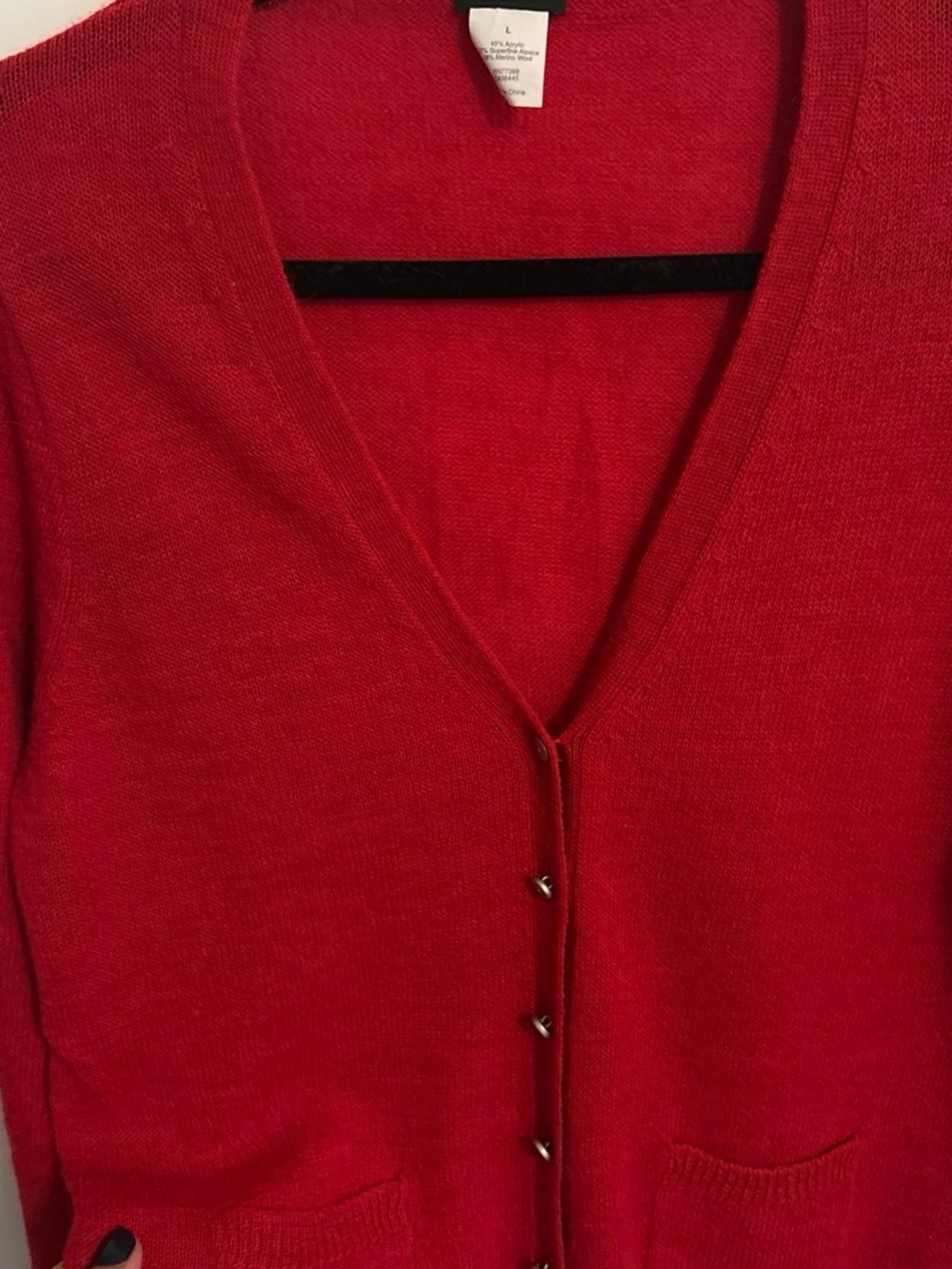J. Crew Bright Red V-Neck Button Cardigan Vintage